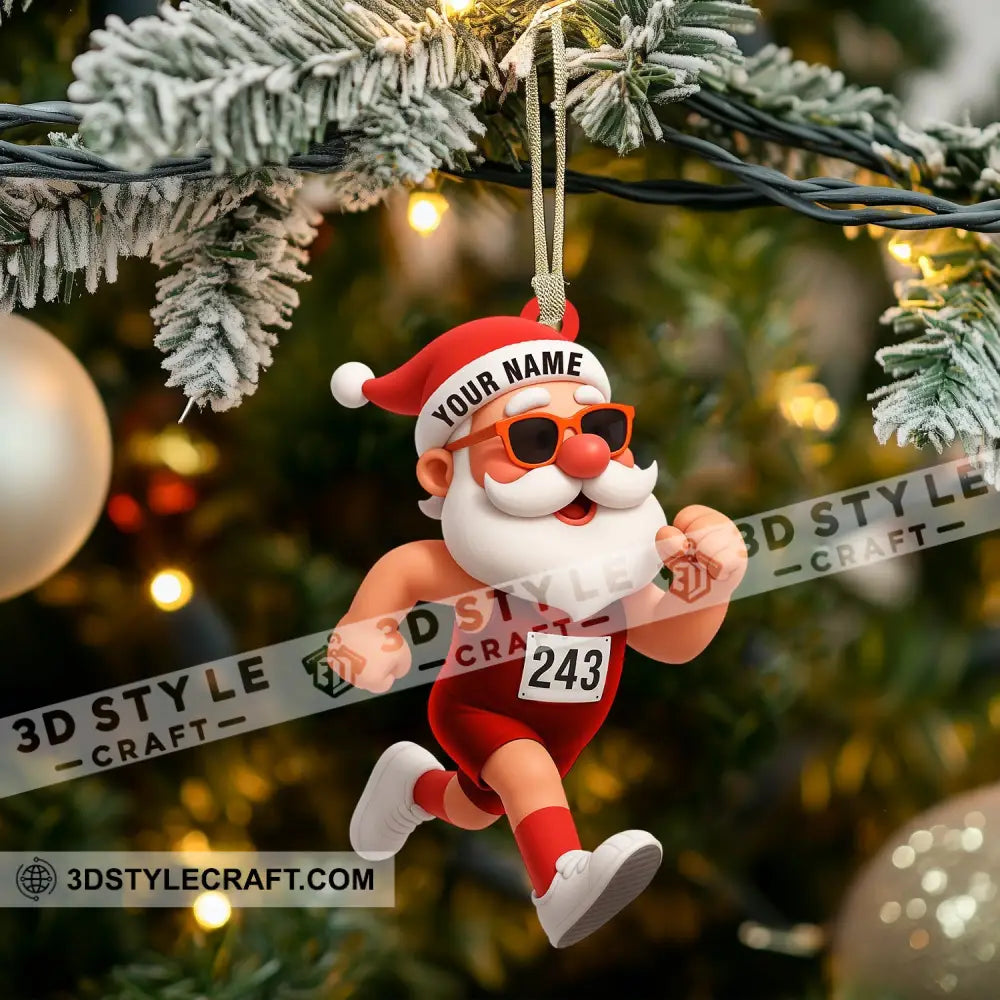 Running Santa Home Decor Christmas Ornament Personalized Ornament Ornament