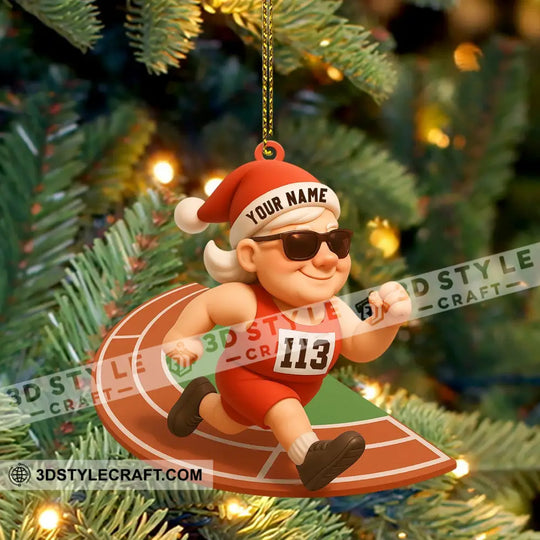 Running Santa Home Decor, Christmas Ornament, Personalized Ornament style option 4