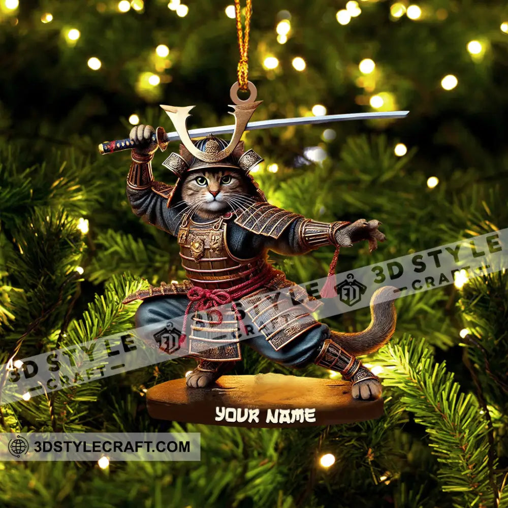 Samurai Cat Christmas Home Decor Ornament Personalized