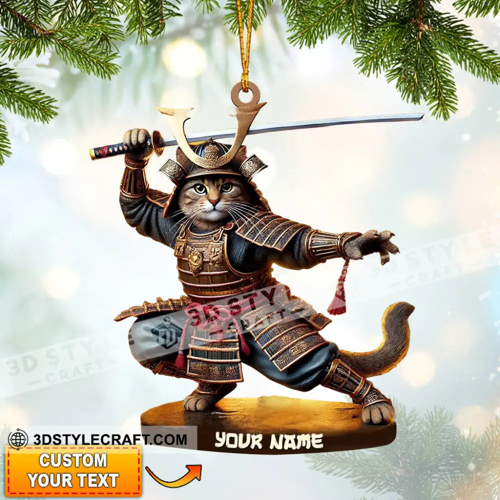 Samurai Cat Christmas Home Decor Ornament Personalized