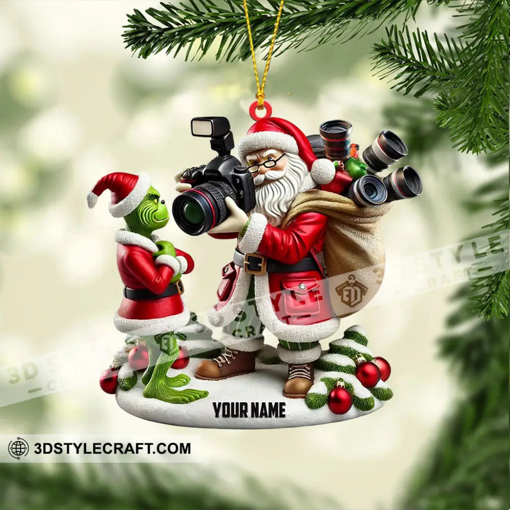 Santa And Elf Photographer Home Decor Christmas Ornament Personalized