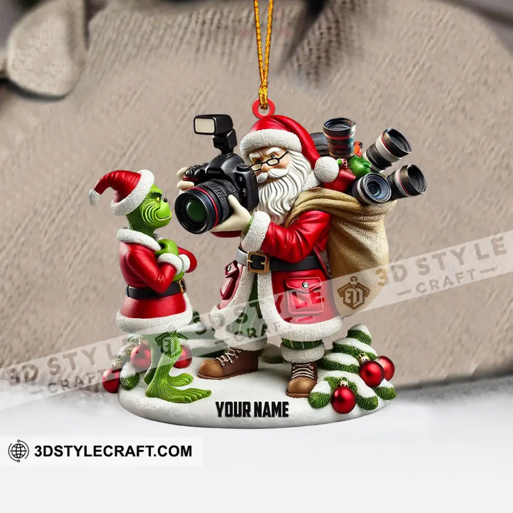 Santa And Elf Photographer Home Decor Christmas Ornament Personalized