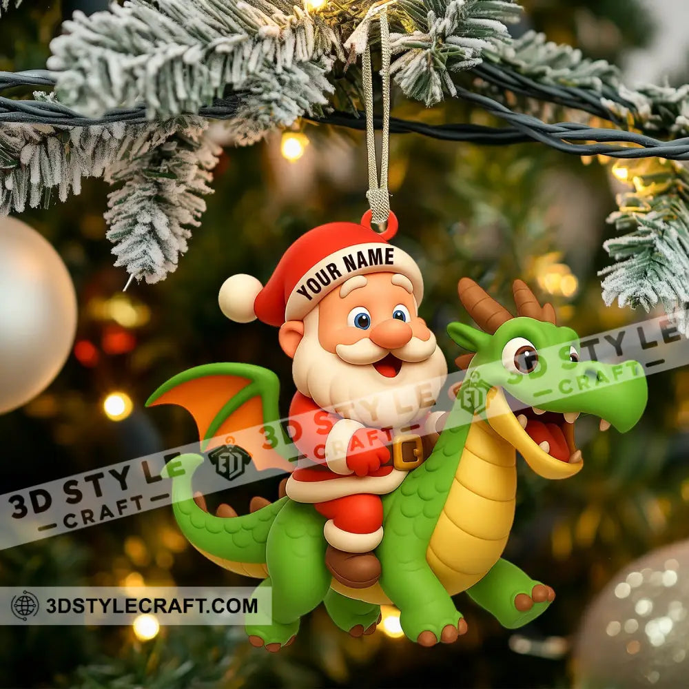 Santa And Fly Dragon Home Decor Christmas Ornament Personalized Ornament Ornament