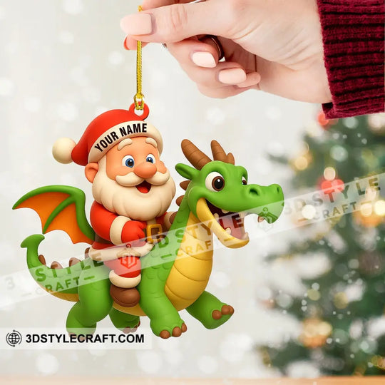 Santa And Fly Dragon Home Decor, Christmas Ornament, Personalized Ornament style option 2