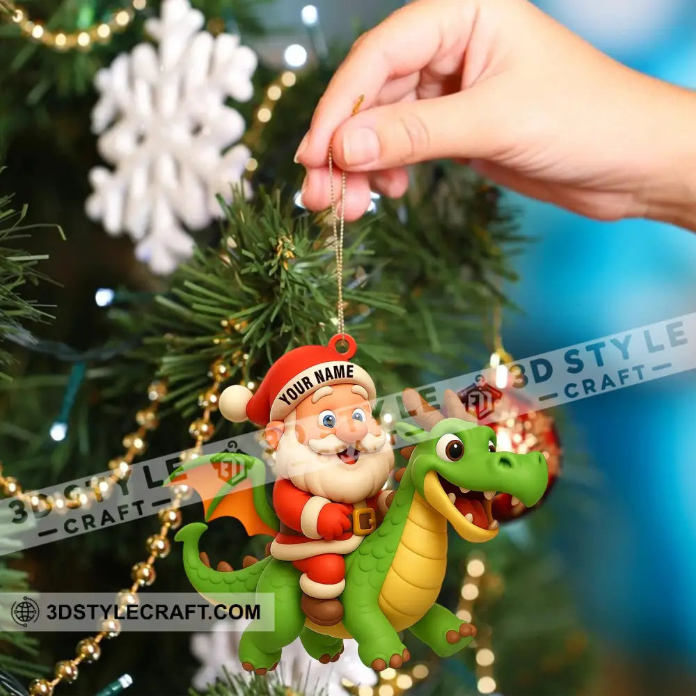 Santa And Fly Dragon Home Decor Christmas Ornament Personalized Ornament Ornament