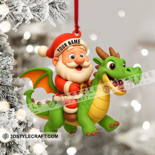 Santa And Fly Dragon Home Decor, Christmas Ornament, Personalized Ornament style option 4