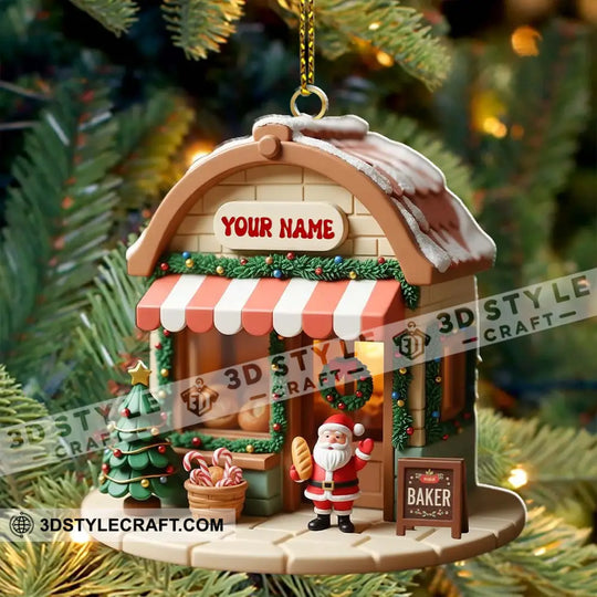 Santa Baker, Home Decor, Christmas Ornament, Personalized Ornament style option 2