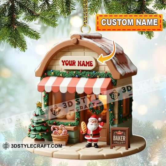 Santa Baker, Home Decor, Christmas Ornament, Personalized Ornament style option 1
