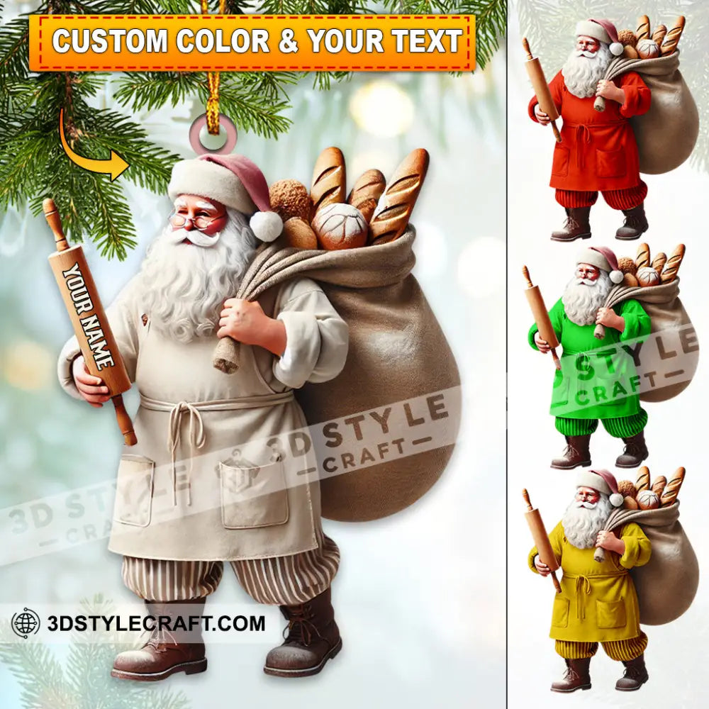 Santa Baker Home Decor Christmas Ornament Personalized 3.54’’ / 1