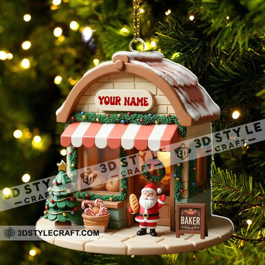 Santa Baker, Home Decor, Christmas Ornament, Personalized Ornament style option 3