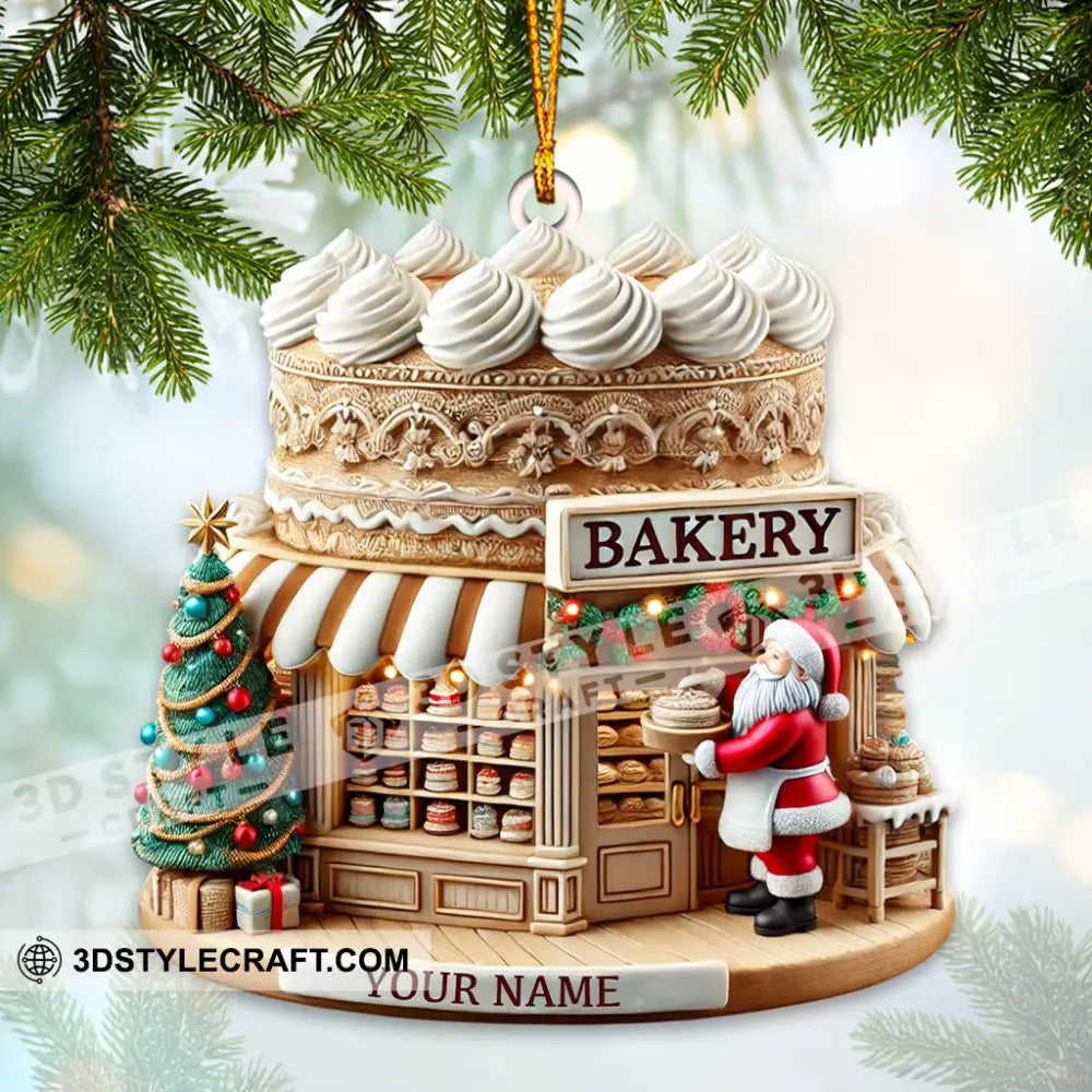 Santa Bakery Christmas Ornament Personalized