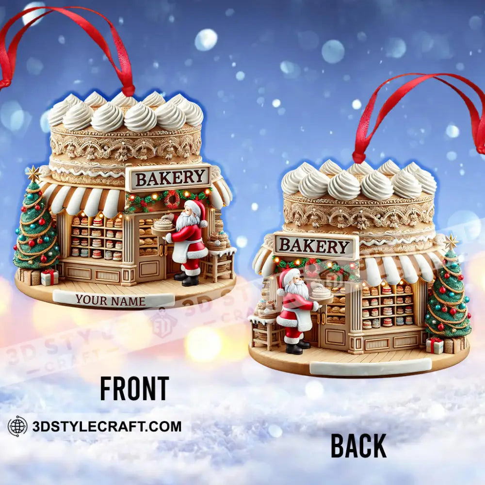 Santa Bakery Christmas Ornament Personalized