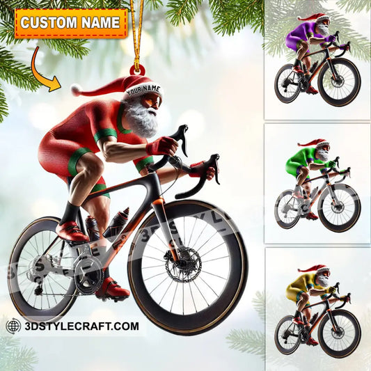 Santa Bicycle Racing Home Decor Christmas Ornament Personalized 3.54’’ / 1