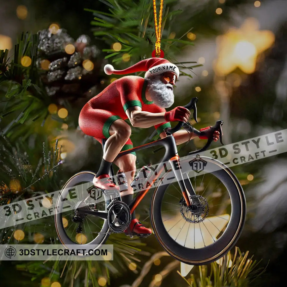 Santa Bicycle Racing Home Decor Christmas Ornament Personalized