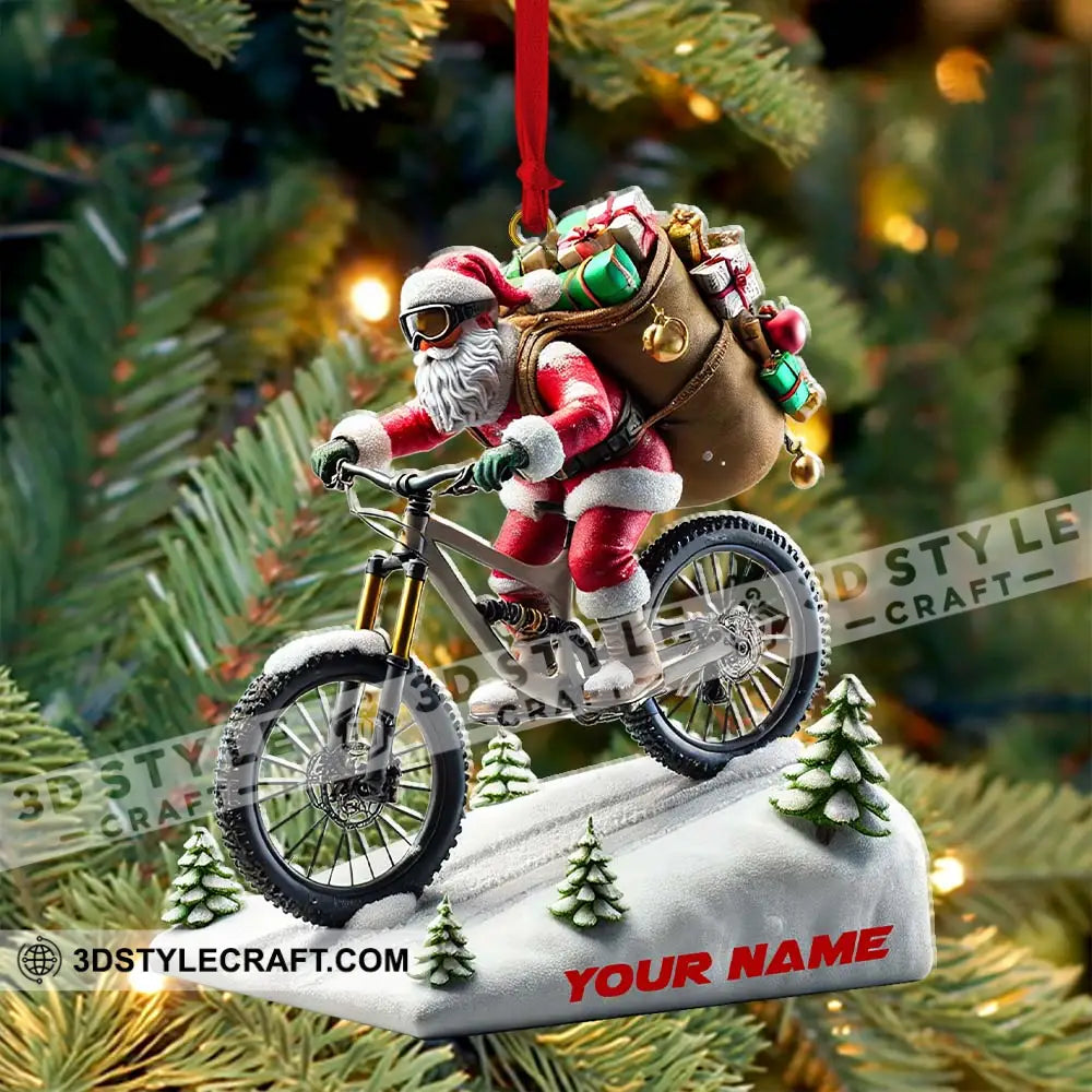 Santa Bike Ornament Personalized