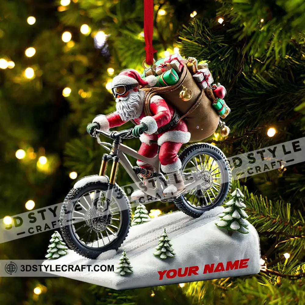 Santa Bike Ornament Personalized