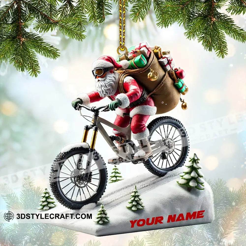 Santa Bike Ornament Personalized