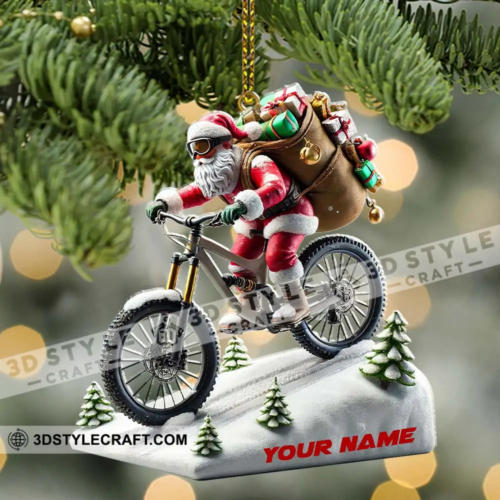 Santa Bike Ornament Personalized