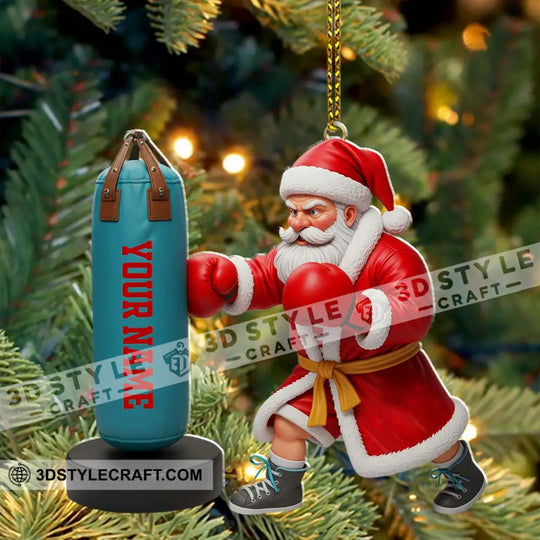 Santa Boxing, Home Decor, Christmas Ornament, Personalized Ornament style option 4