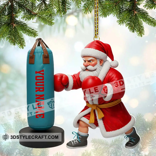 Santa Boxing, Home Decor, Christmas Ornament, Personalized Ornament style option 2