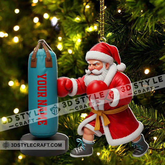 Santa Boxing, Home Decor, Christmas Ornament, Personalized Ornament style option 3