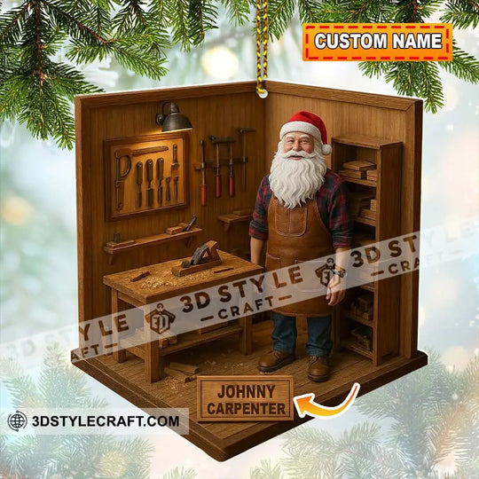 Santa Carpenter Home Decor, Christmas Ornament, Personalized Ornament style option 1