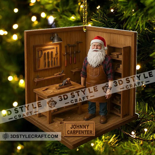 Santa Carpenter Home Decor, Christmas Ornament, Personalized Ornament style option 3