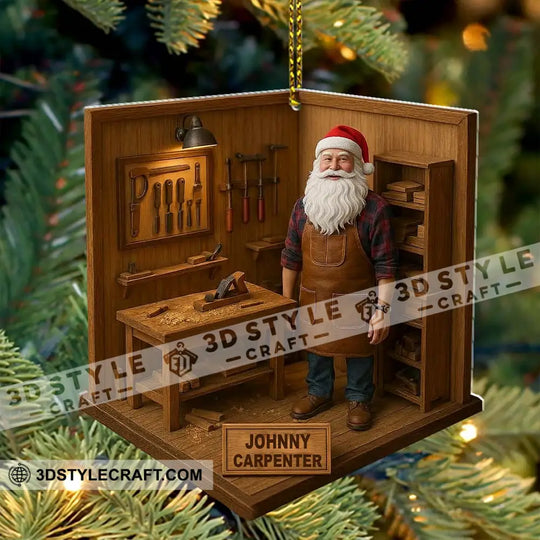 Santa Carpenter Home Decor, Christmas Ornament, Personalized Ornament style option 4