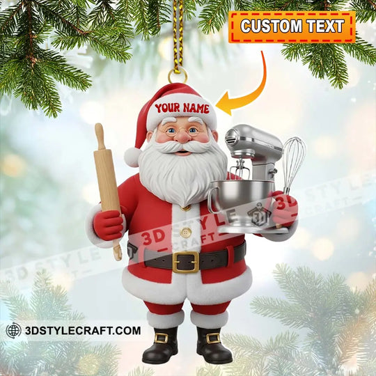Santa Chef, Home Decor, Christmas Ornament, Personalized Ornament style option 1