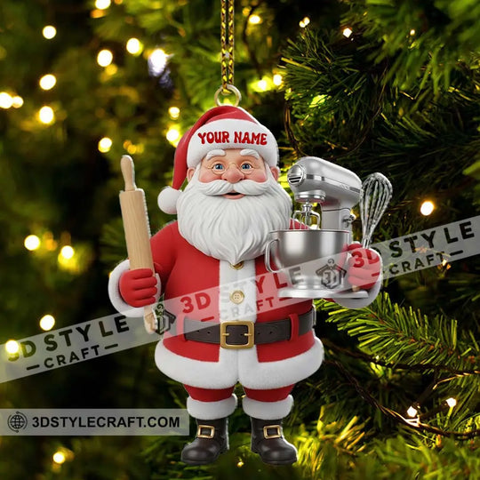 Santa Chef, Home Decor, Christmas Ornament, Personalized Ornament style option 3