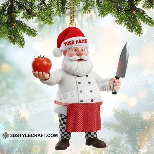 Santa Chef, Home Decor, Christmas Ornament, Personalized Ornament style option 2