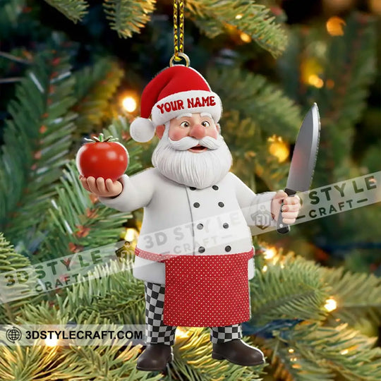 Santa Chef, Home Decor, Christmas Ornament, Personalized Ornament style option 4