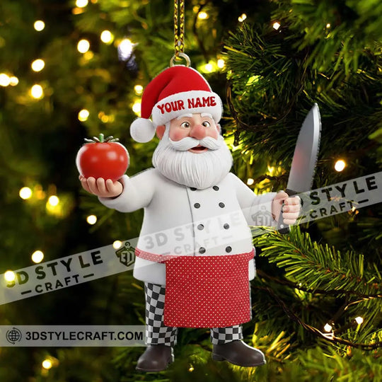 Santa Chef, Home Decor, Christmas Ornament, Personalized Ornament style option 3