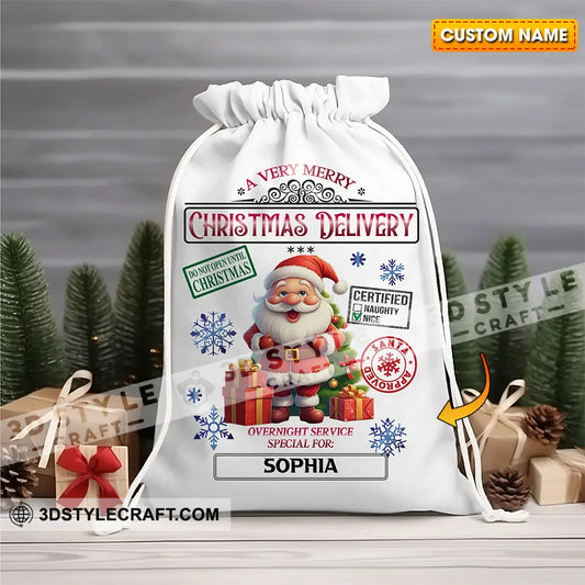 Santa Christmas Delivery Custom Name Personalized String Bag Gift 13X15 In - 33X39 Cm