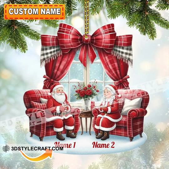 Santa Couple Christmas Home Decor, Christmas Ornament, Personalized Ornament style option 1