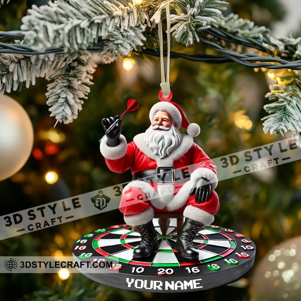 Santa Darts Christmas Ornament Personalized