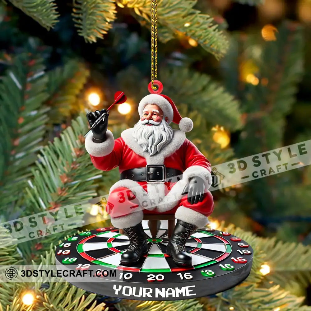 Santa Darts Christmas Ornament Personalized