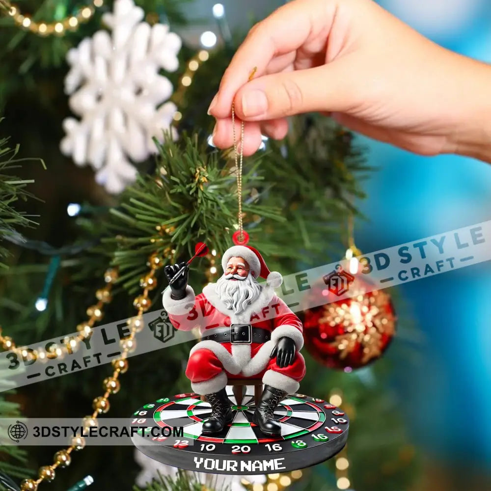 Santa Darts Christmas Ornament Personalized