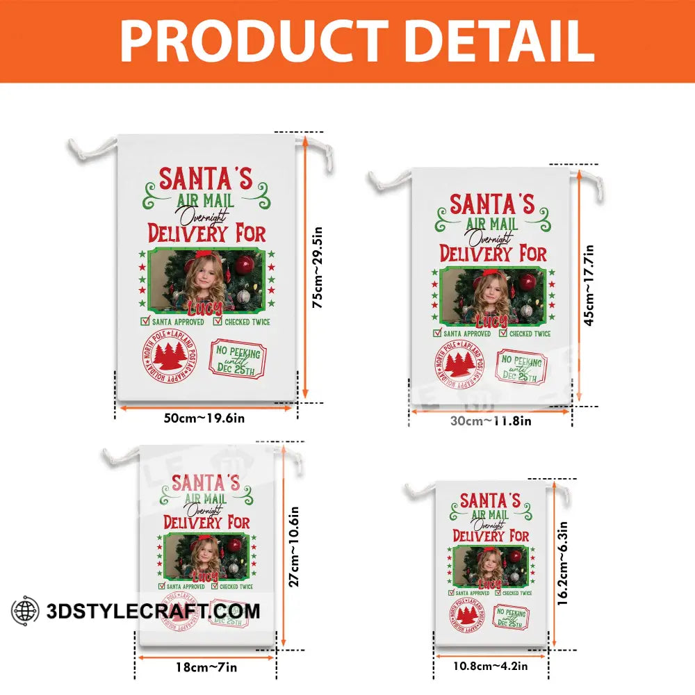 Santa Delivery Custom Photo And Name Personalized String Bag Christmas Gift