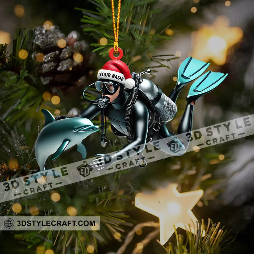 Santa Diver Home Decor Christmas Ornament Personalized