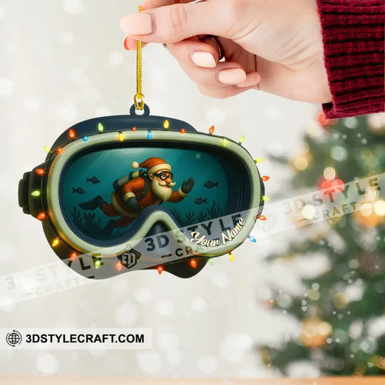 Santa Diving Home Decor, Christmas Ornament, Personalized Ornament style option 2