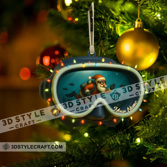 Santa Diving Home Decor, Christmas Ornament, Personalized Ornament style option 3