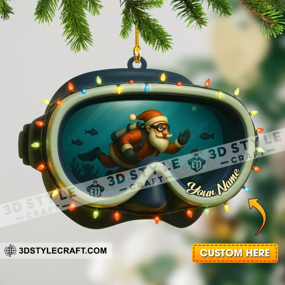 Santa Diving Home Decor Christmas Ornament Personalized Ornament 3.54’’ / 1 Ornament Ornament