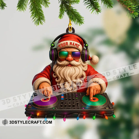 Santa DJ Christmas, Home Decor, Christmas Ornament, Personalized Ornament style option 1