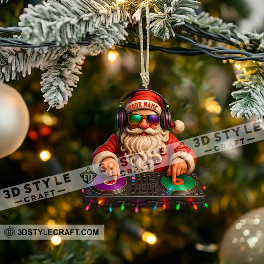 Santa DJ Christmas, Home Decor, Christmas Ornament, Personalized Ornament style option 3