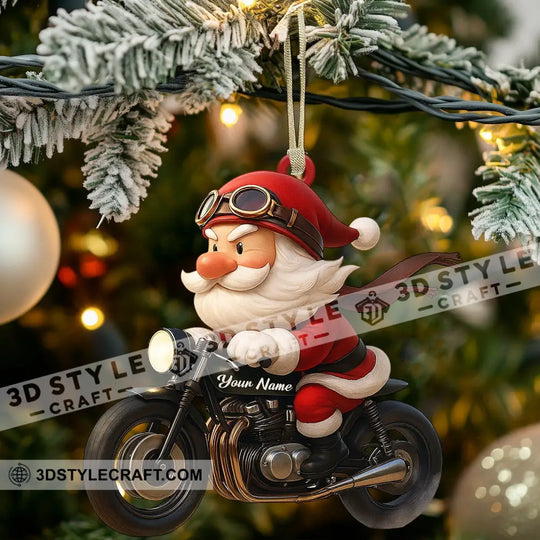 Santa Drives Motorbike Home Decor, Christmas Ornament, Personalized Ornament style option 3