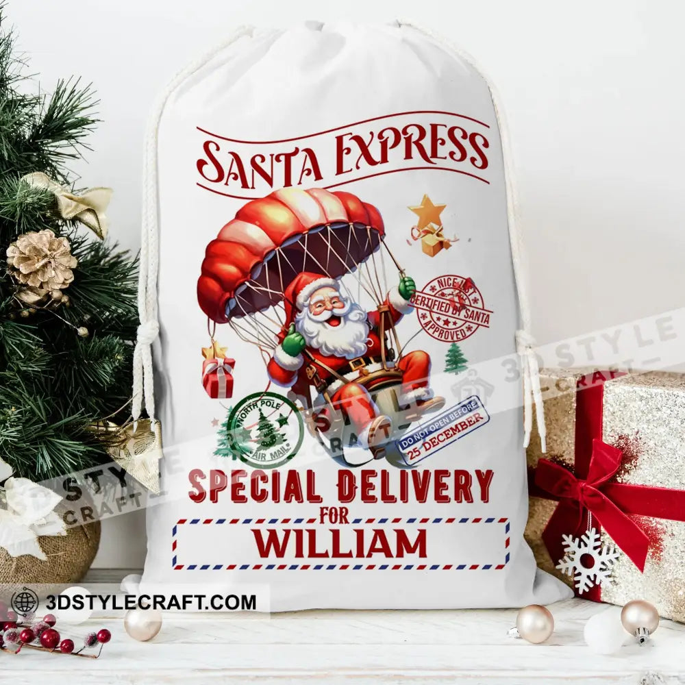 Santa Express Special For Custom Text Personalized String Bag Christmas Gift