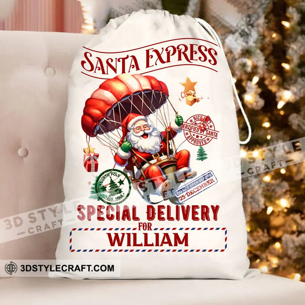 Santa Express Special For Custom Text Personalized String Bag Christmas Gift