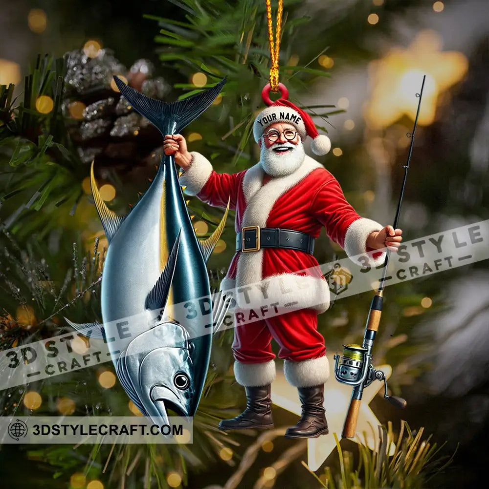 Santa Fishing Home Decor Christmas Ornament Personalized