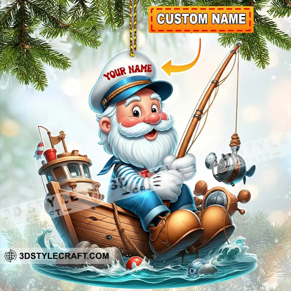 Santa Fishing Home Decor Christmas Ornament Personalized Ornament 3.54’’ / 1 Ornament Ornament